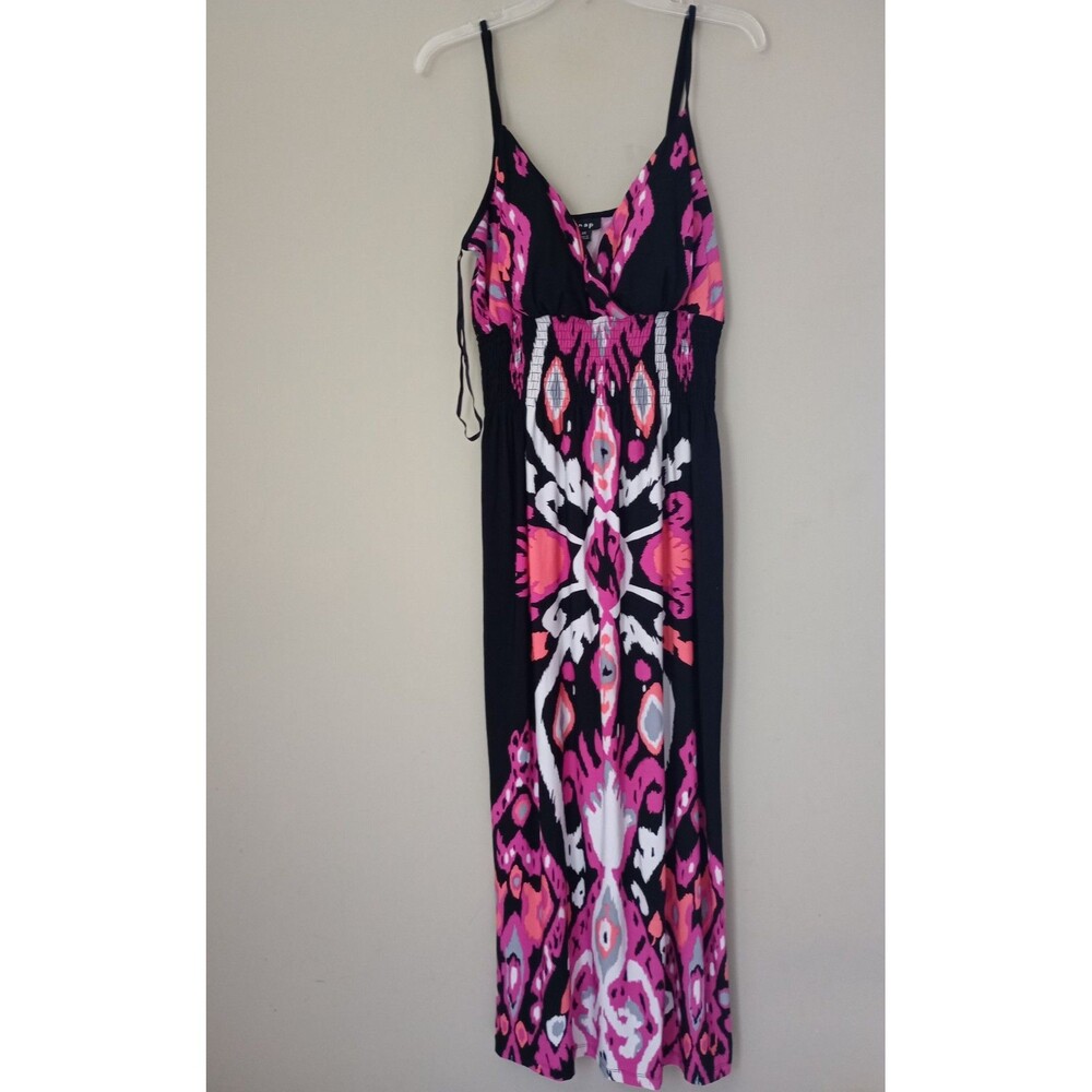 Snap Multi Color Maxi Dress Sweetheart Neckline Smocked Bodice Size 2X